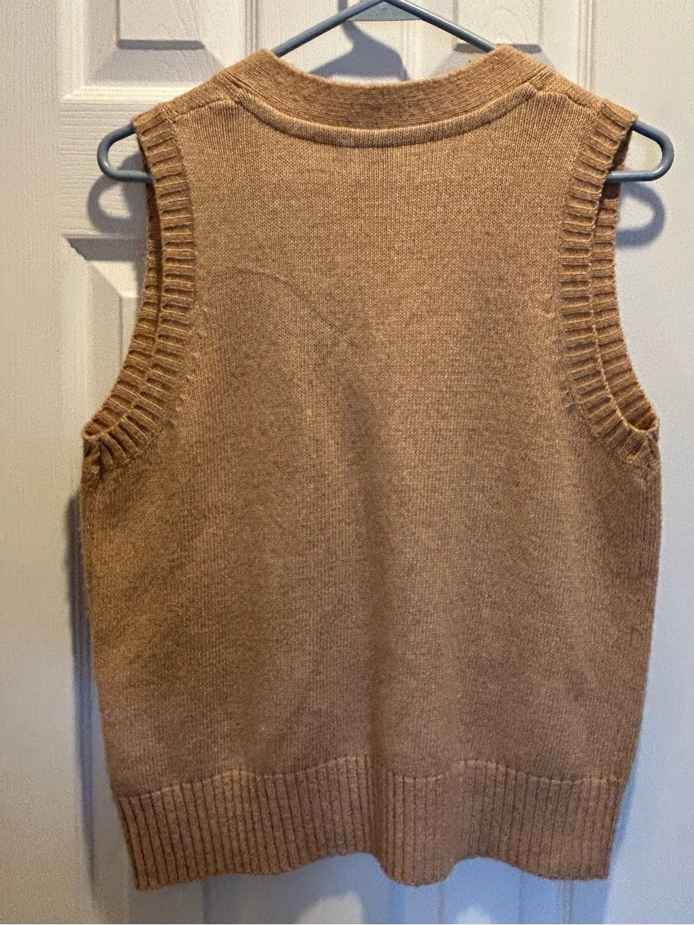 twik Tan V-Neck Button Front Knit Sweater Vest - cotton blend, size medium - Picture 6 of 13